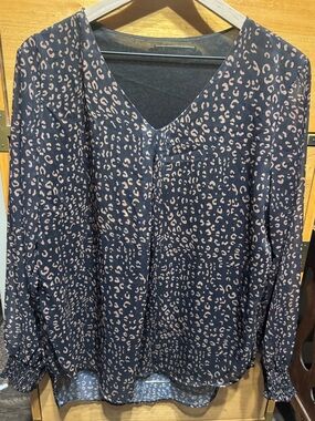 V-Neck Leopard Print Blouse